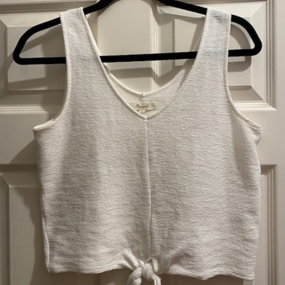 Madewell Texture and Thread Crop Tie Top White